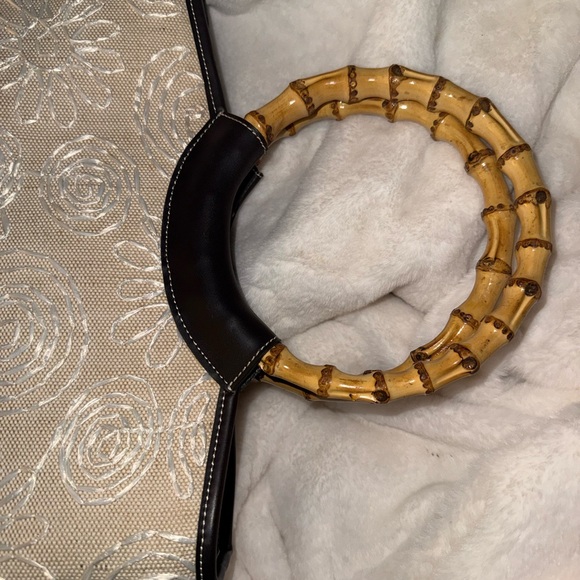 Preston & York Cream Floral Tote with Bamboo Handles - Picture 15 of 15